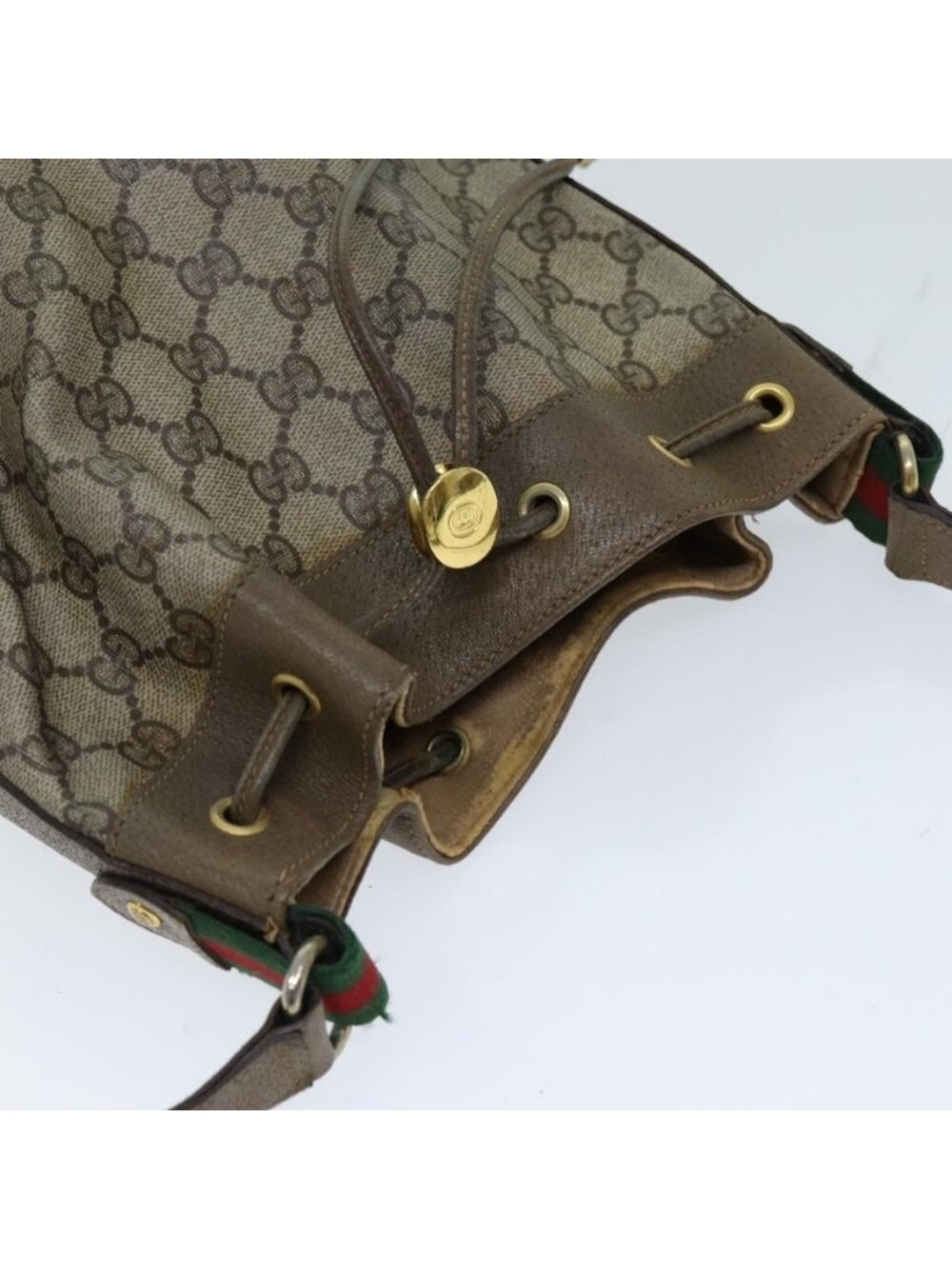 Authentic GUCCI Web Sherry Line GG Supreme Shoulder Bag Beige Red 41 02 034 - Picture 13 of 16